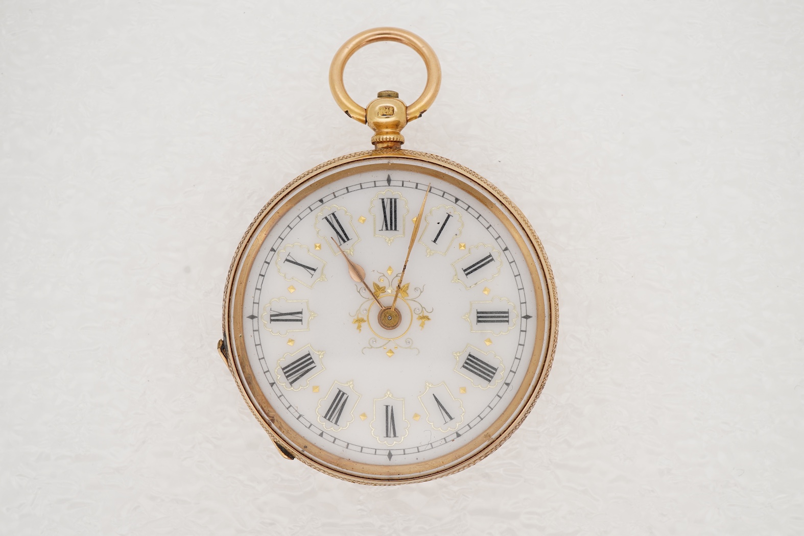 A lady's early 20th century Swiss 18k open faced key wind fob watch